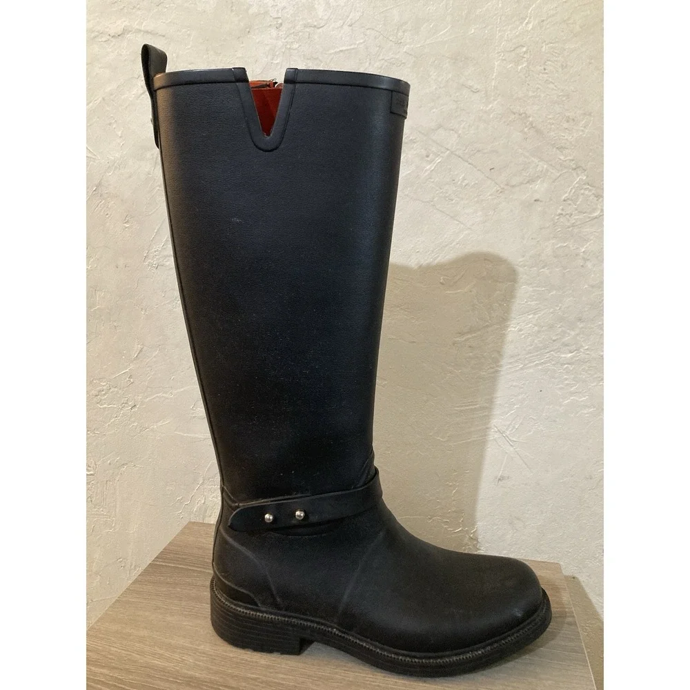 Rag and Bone Moto Tall Rain Boots Black Womens Size 38 Rubber
